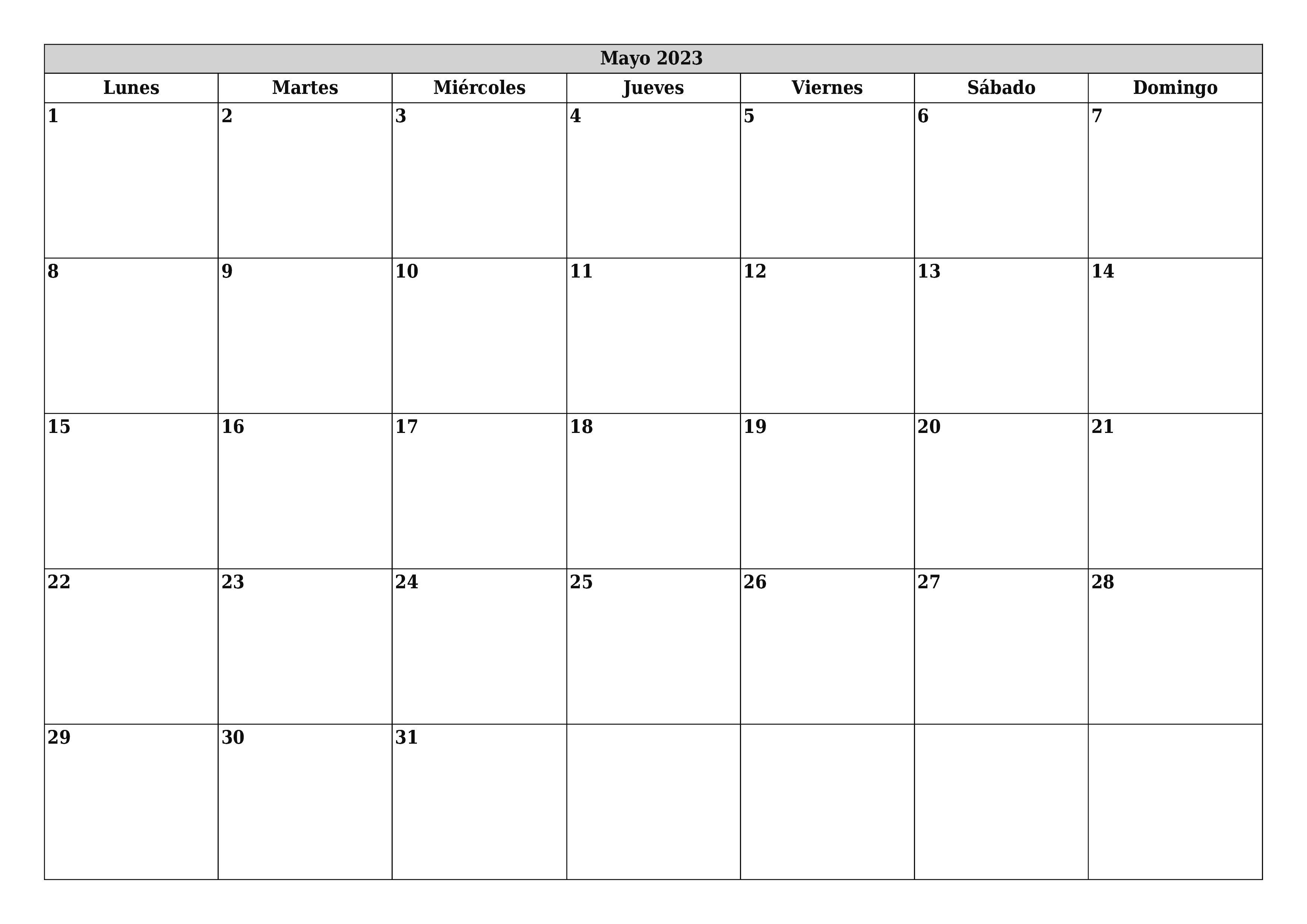 Plantillas De Calendario En Blanco De Mayo De 2023