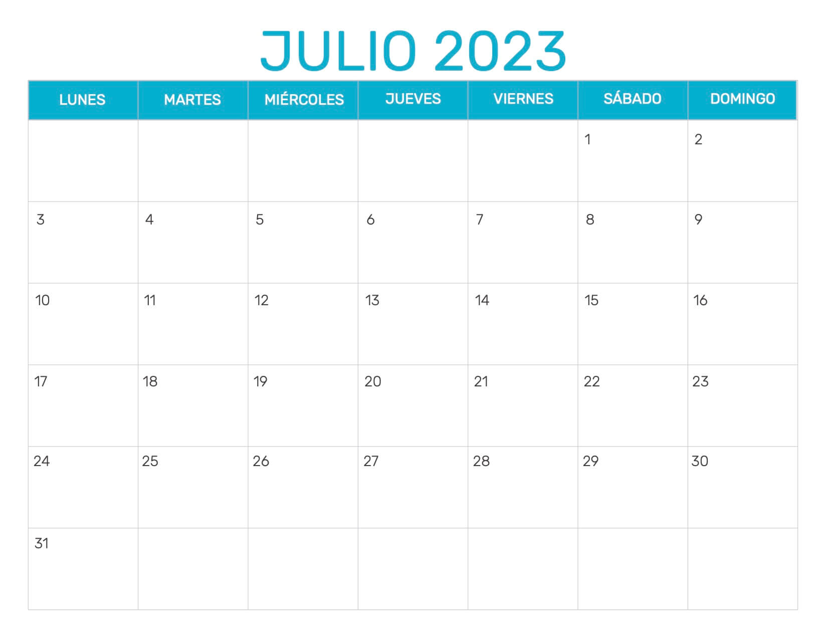 Mes De Julio 2023 Calendarios Julio 2023 Para Imprimir GRATIS