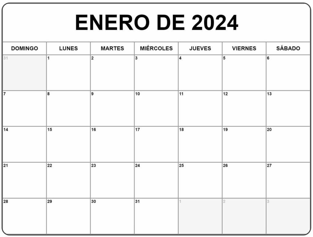 Calendarios Enero 2024 para imprimir GRATIS