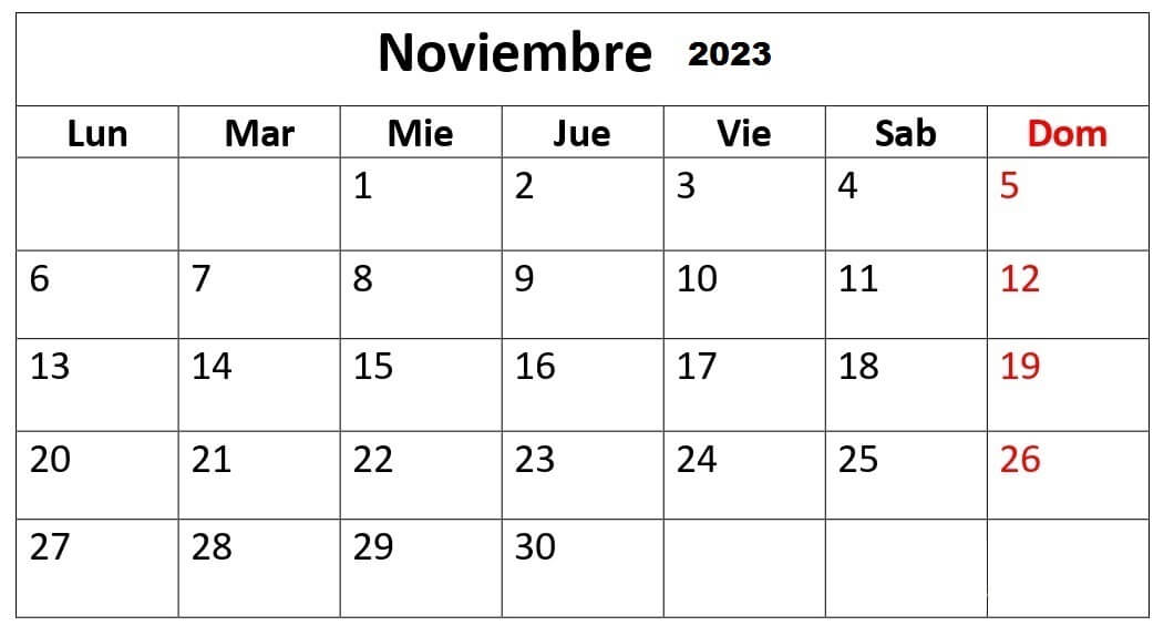 Calendarios Noviembre 2023 Para Imprimir GRATIS