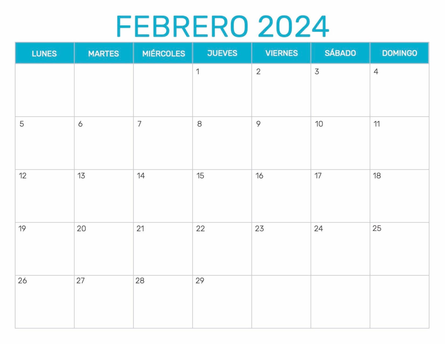 Calendarios Febrero 2024 Para Imprimir GRATIS