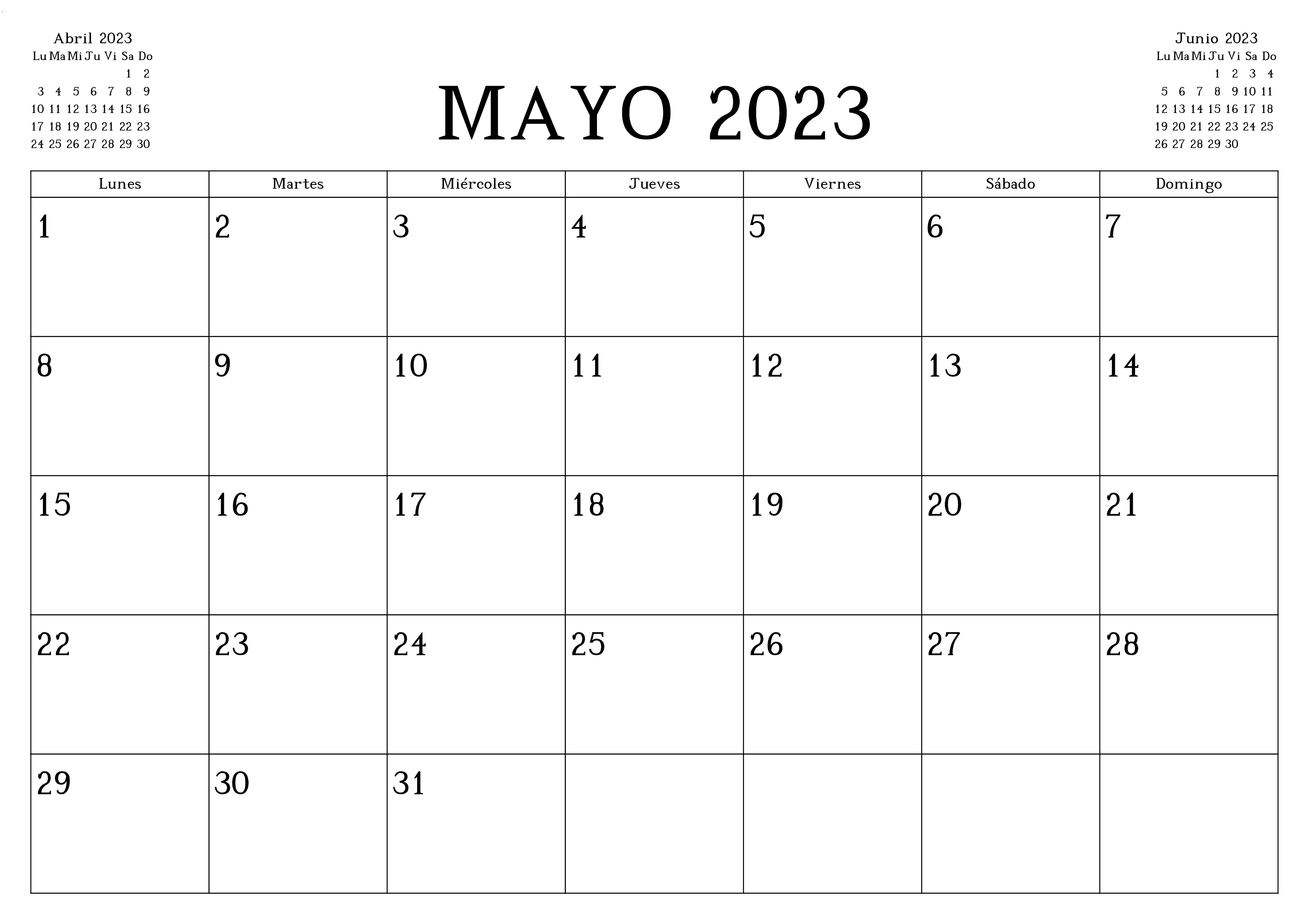 Calendarios Mayo 2023 Para Imprimir Gratis