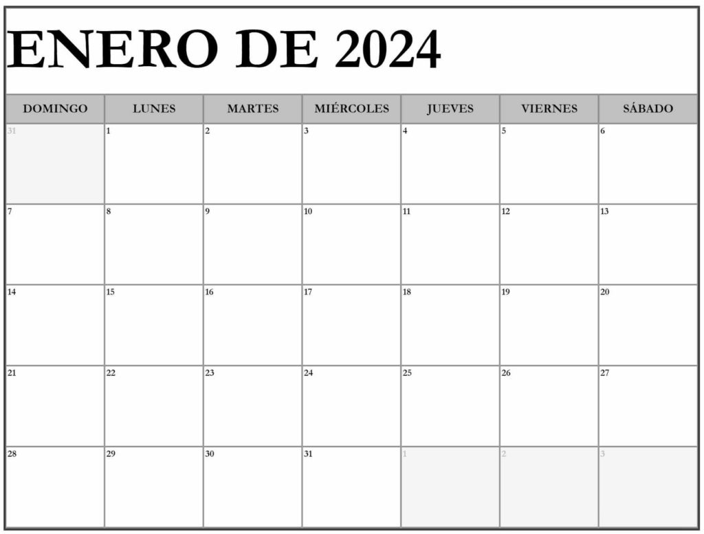 Calendario floral de enero de 2024 Diseño lindo