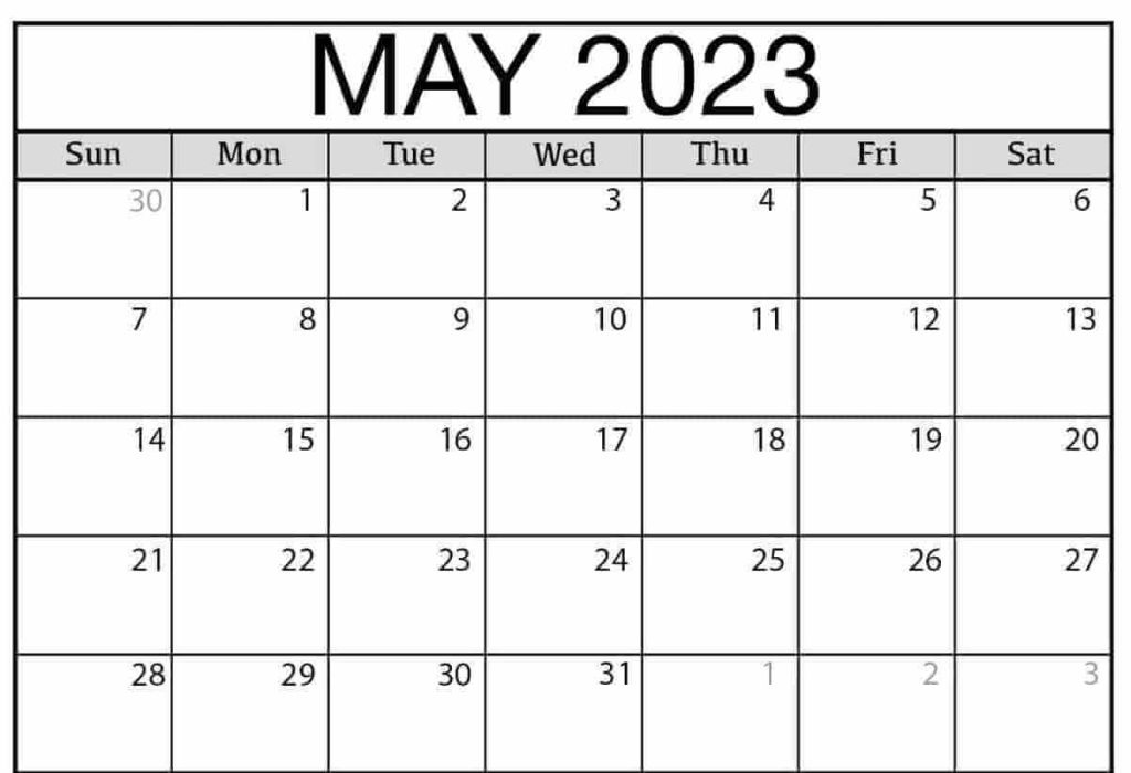 Free Printable May 2023 Calendar Spanish