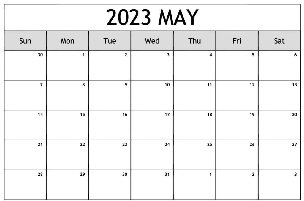 Free Printable May 2023 Calendar Spanish