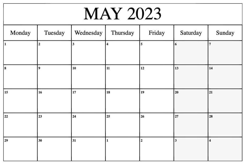 Free Printable May 2023 Calendar Spanish