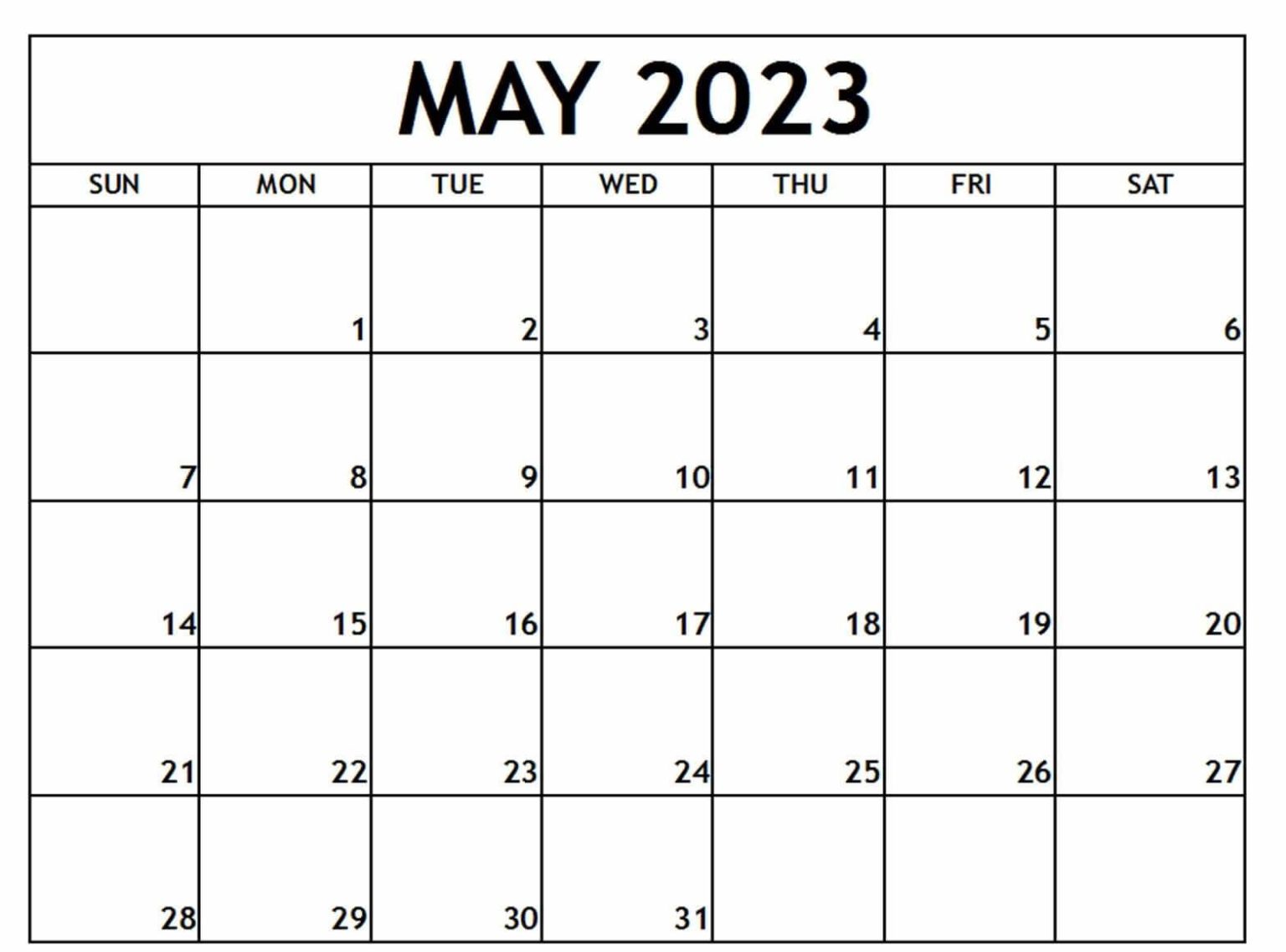 Free Printable May 2023 Calendar Spanish