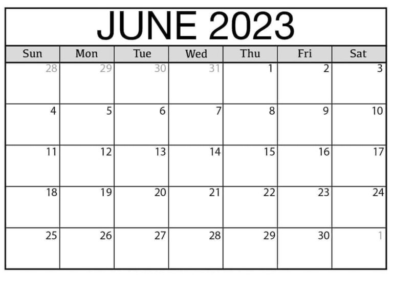 Blank June 2023 Calendar Fillable Templates