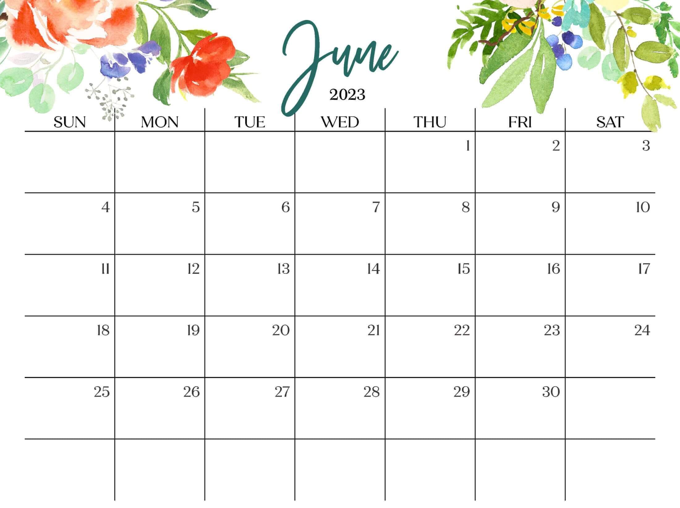 Editable June Calendar 2023 Templates