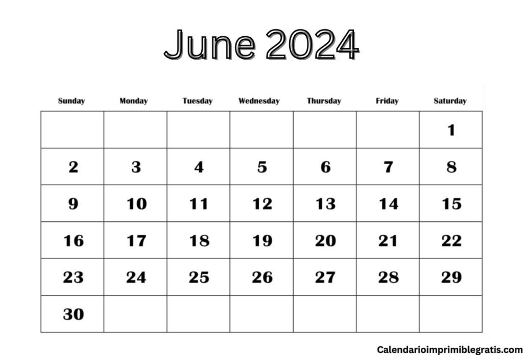 2024 June Calendar Word Format