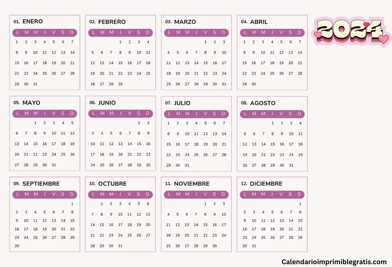 Calendario 2024 con días festivos