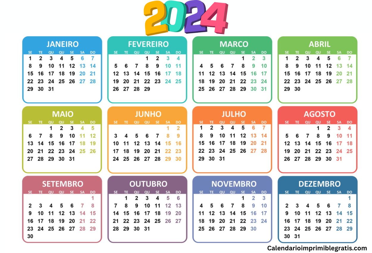 Calendario 2024 imprimible