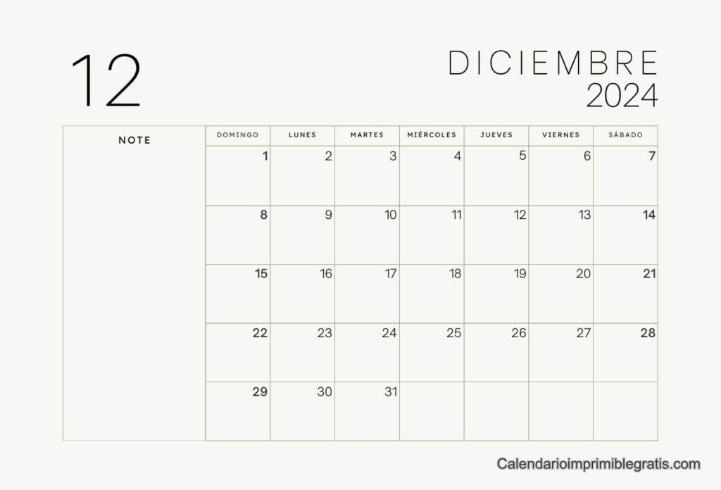 Calendario Diciembre 2024