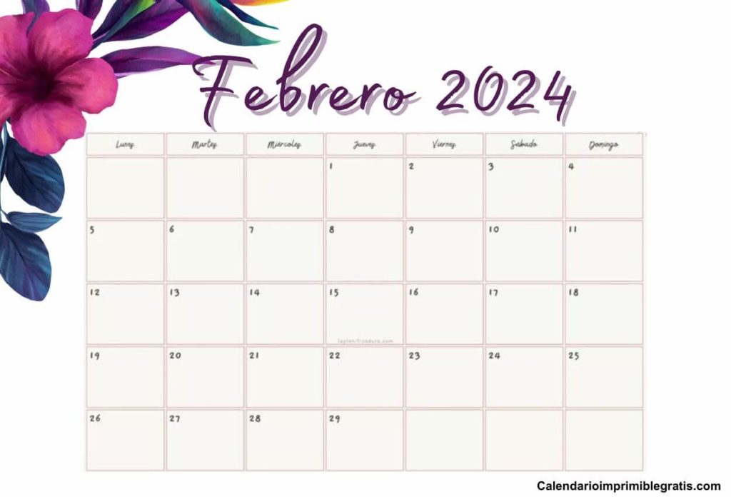 Calendario Floral Febrero De 2024