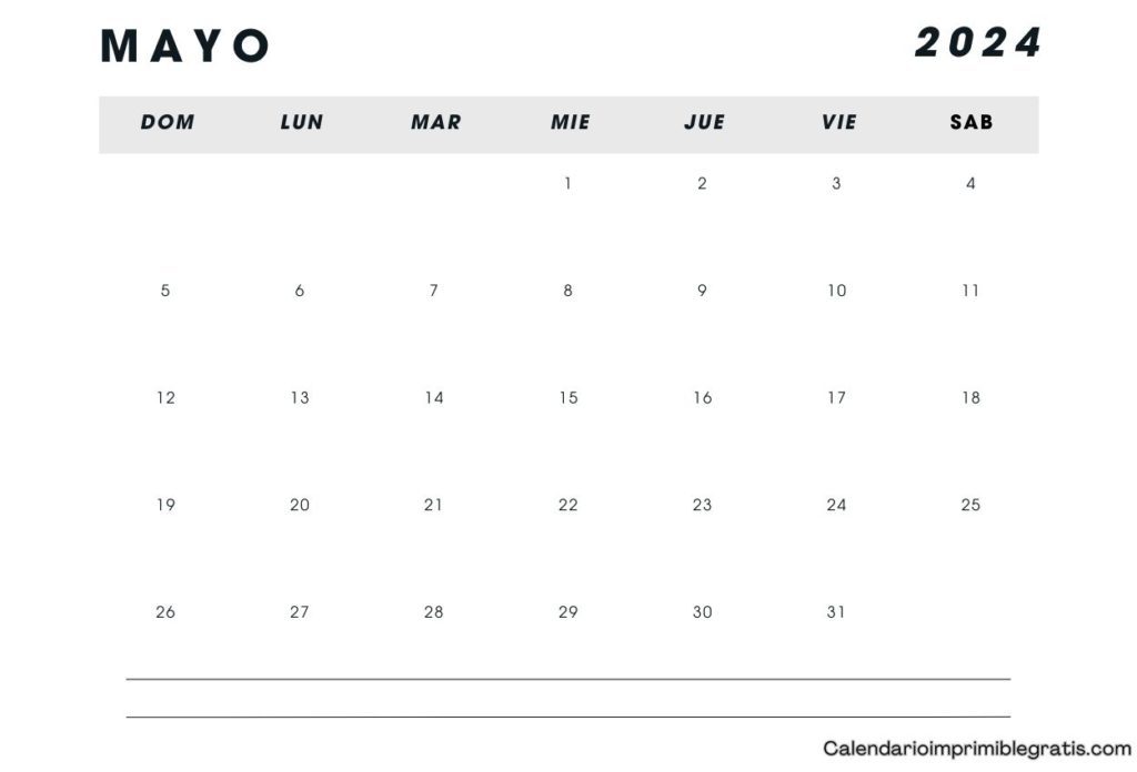 Calendario Mayo 2024 Formato En Blanco
