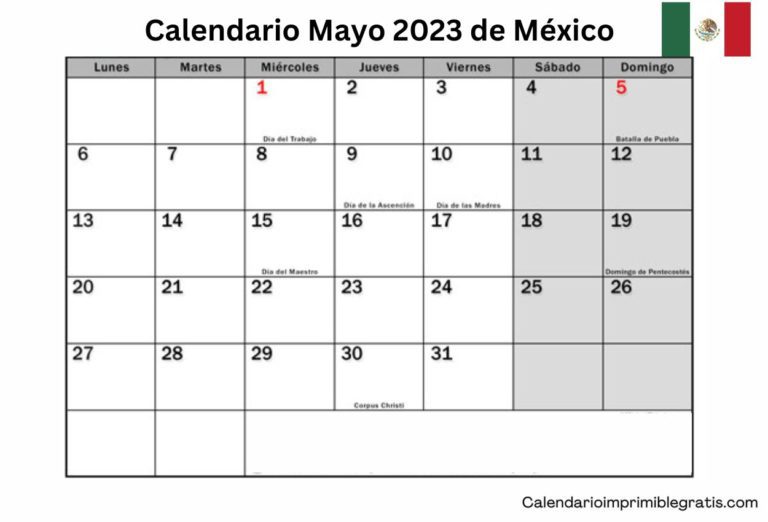 Calendario Mayo 2024 con Festivos