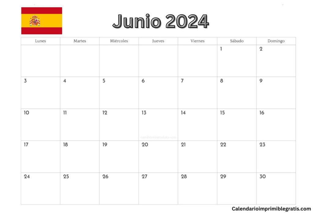 Calendario Junio 2024 con Festivos