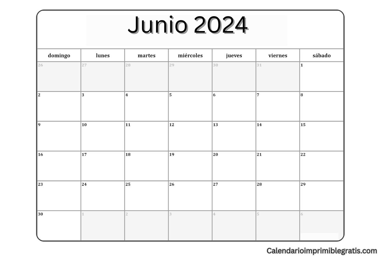 Plantillas de Calendario en Blanco de Junio de 2024