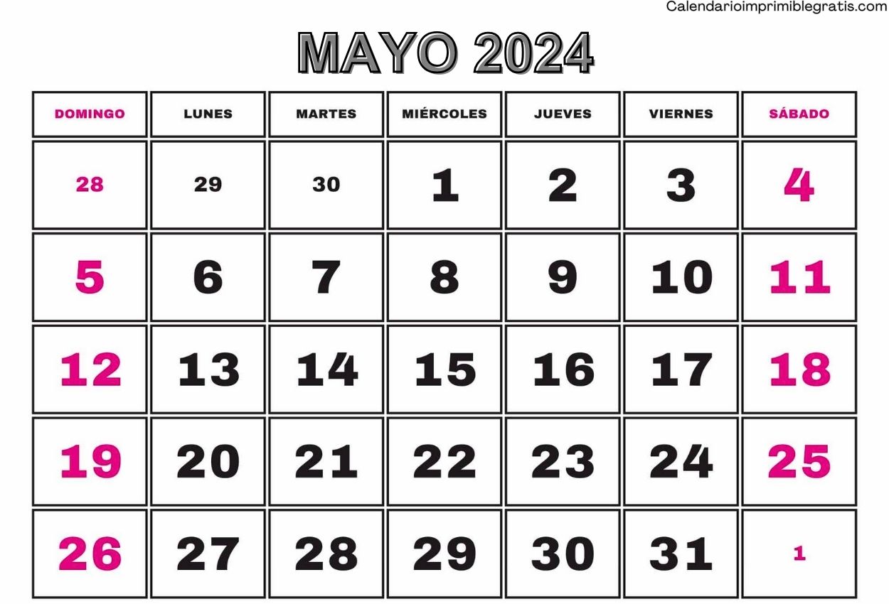 Calendario paisajístico mayo 2024
