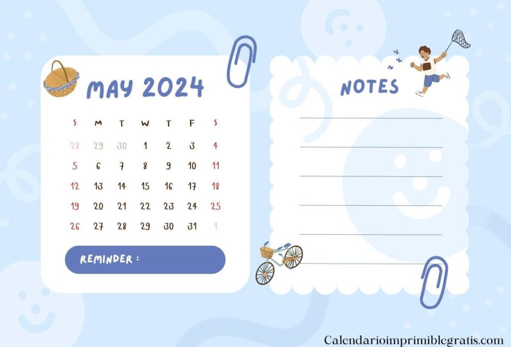 Cute May 2024 Calendar Landscape