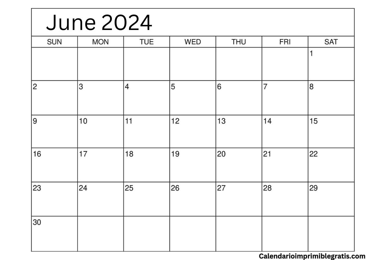 Printable June 2024 Calendar Pdf Word Excel