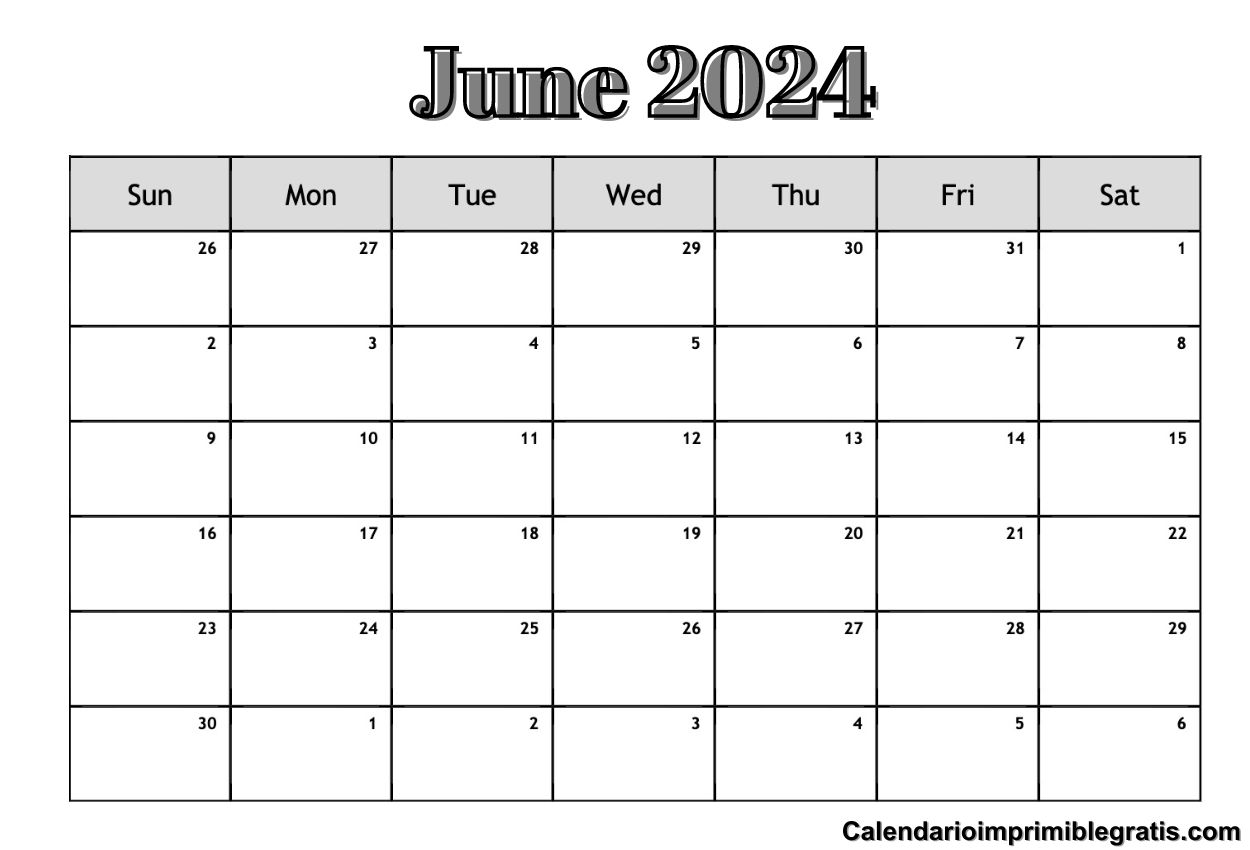 Editable 2024 June Calendar Word Format