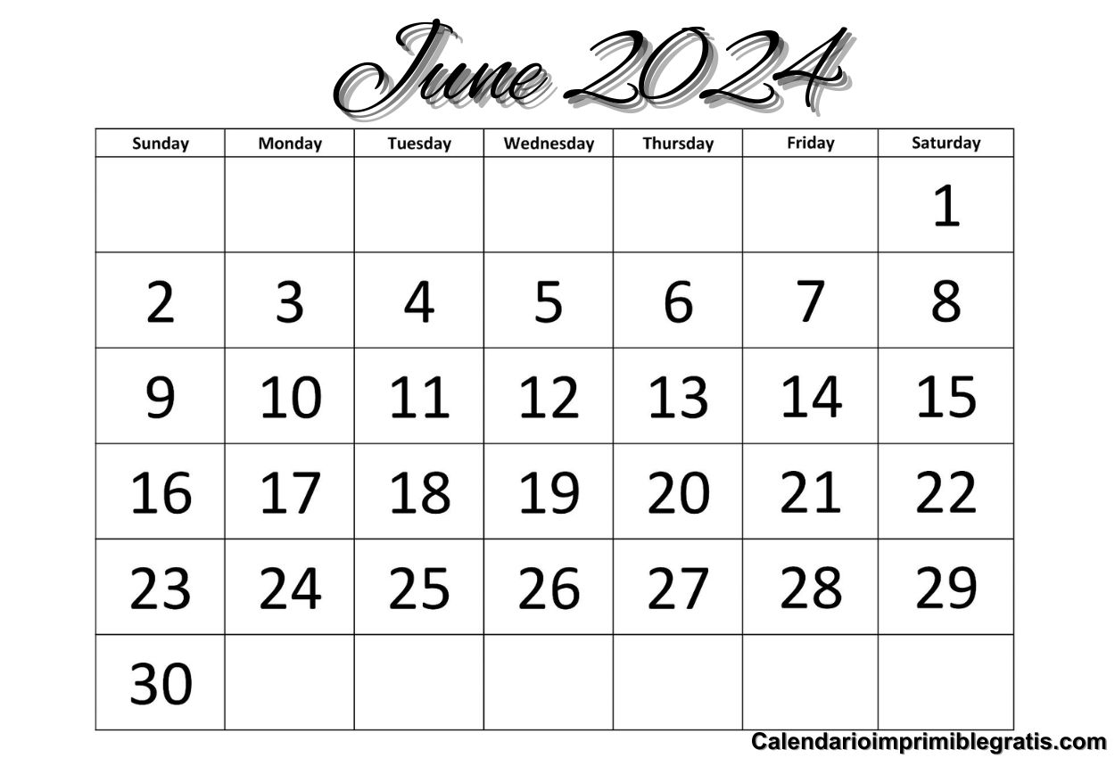 Editable June Calendar 2024 PDF
