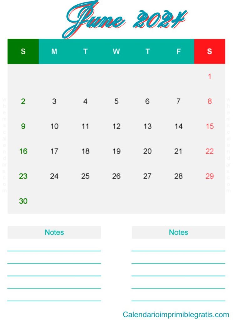 Blank Printable June Calendar 2024 Excel