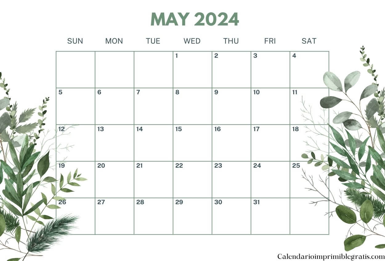 Floral May 2024 Calendar Free