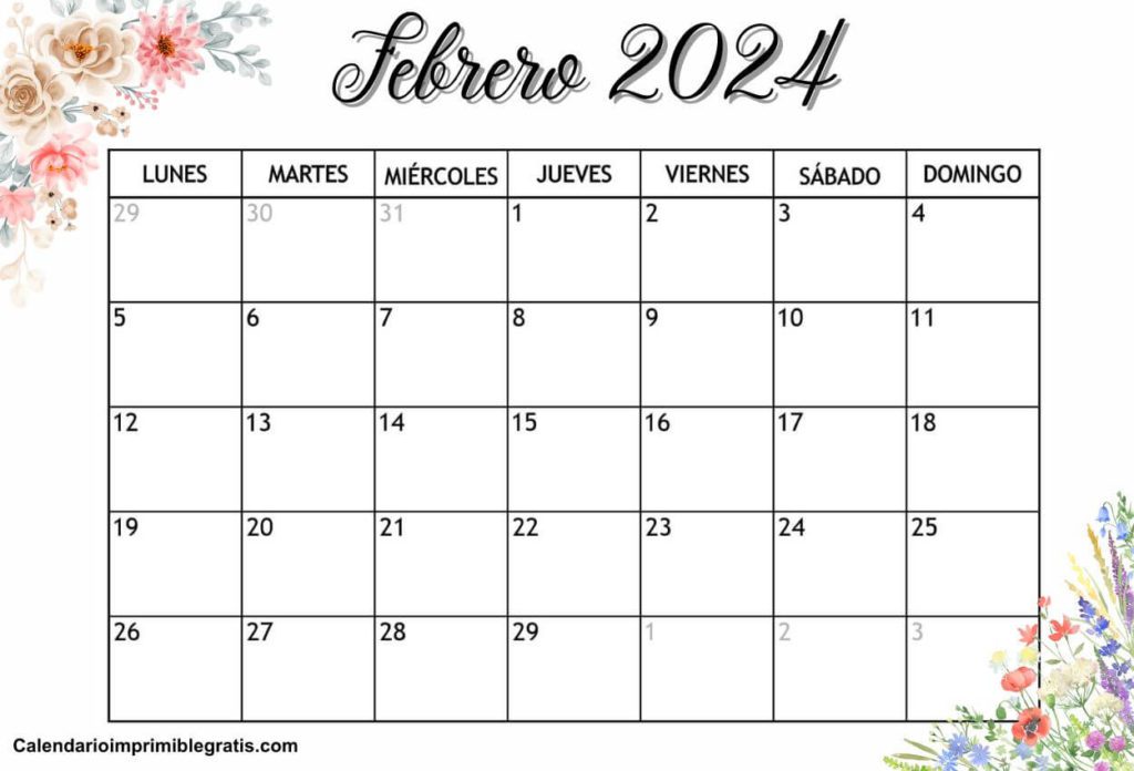Fondos De Pantalla Del Calendario Floral De Febrero de 2024
