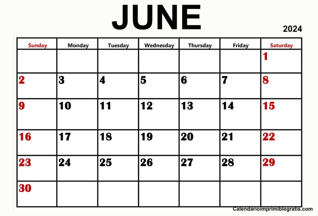 Free June 2024 Calendar Printable Templates