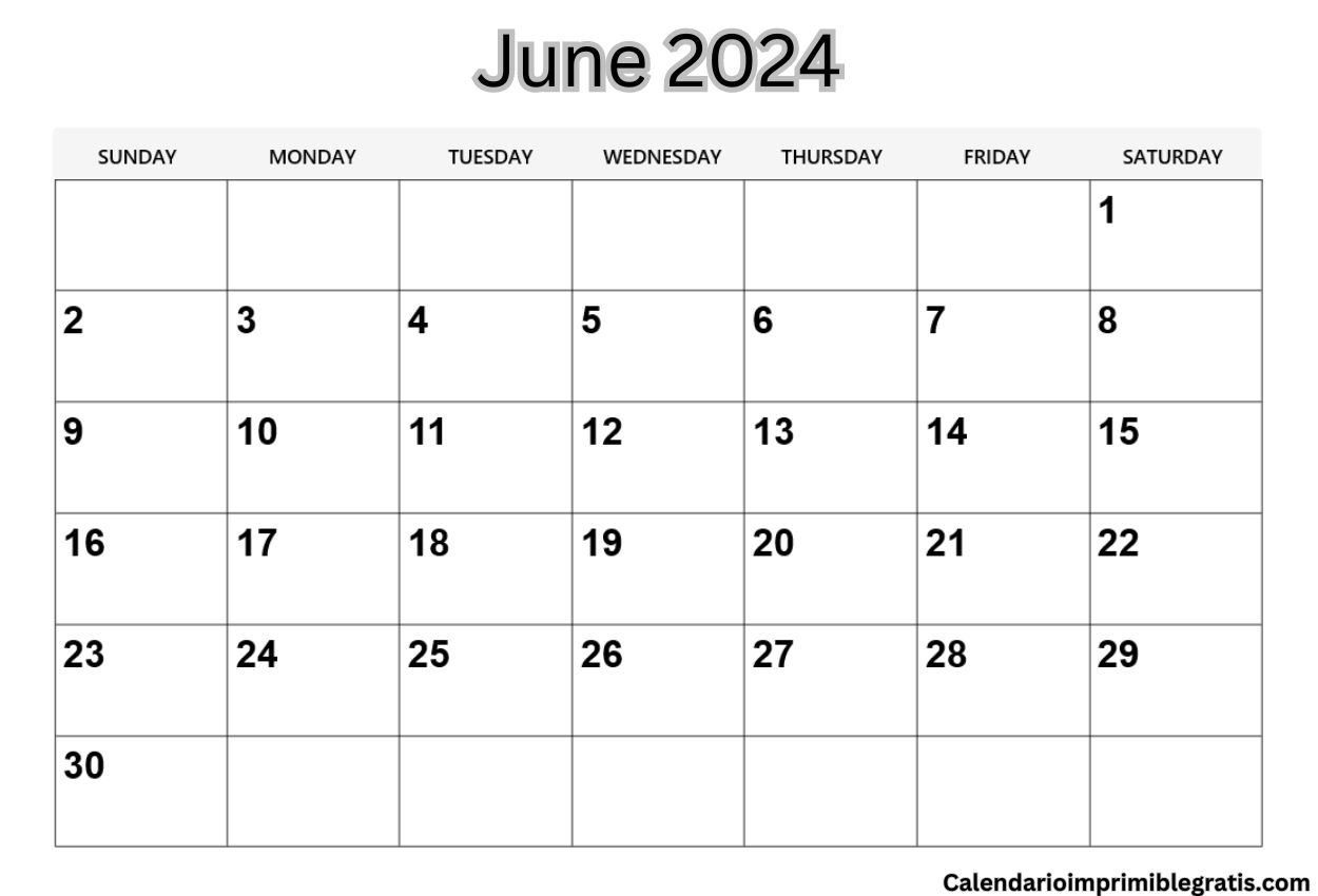 Printable June 2024 Calendar PDF Word Excel