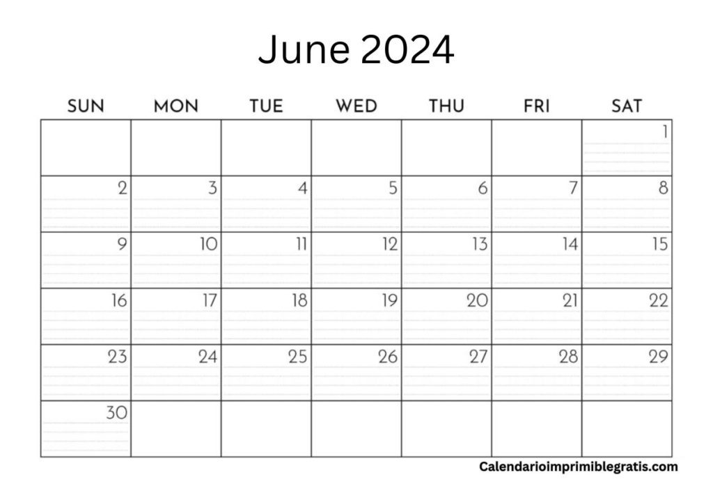 June 2024 Calendar Landscape