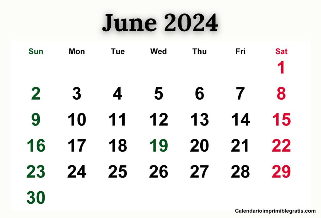 June 2024 Calendar Printable Templates
