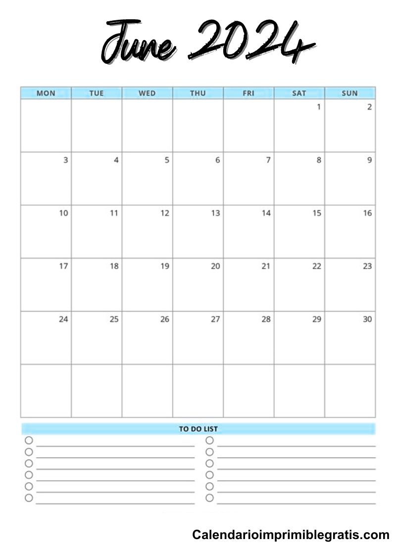 June 2024 Calendar To Print