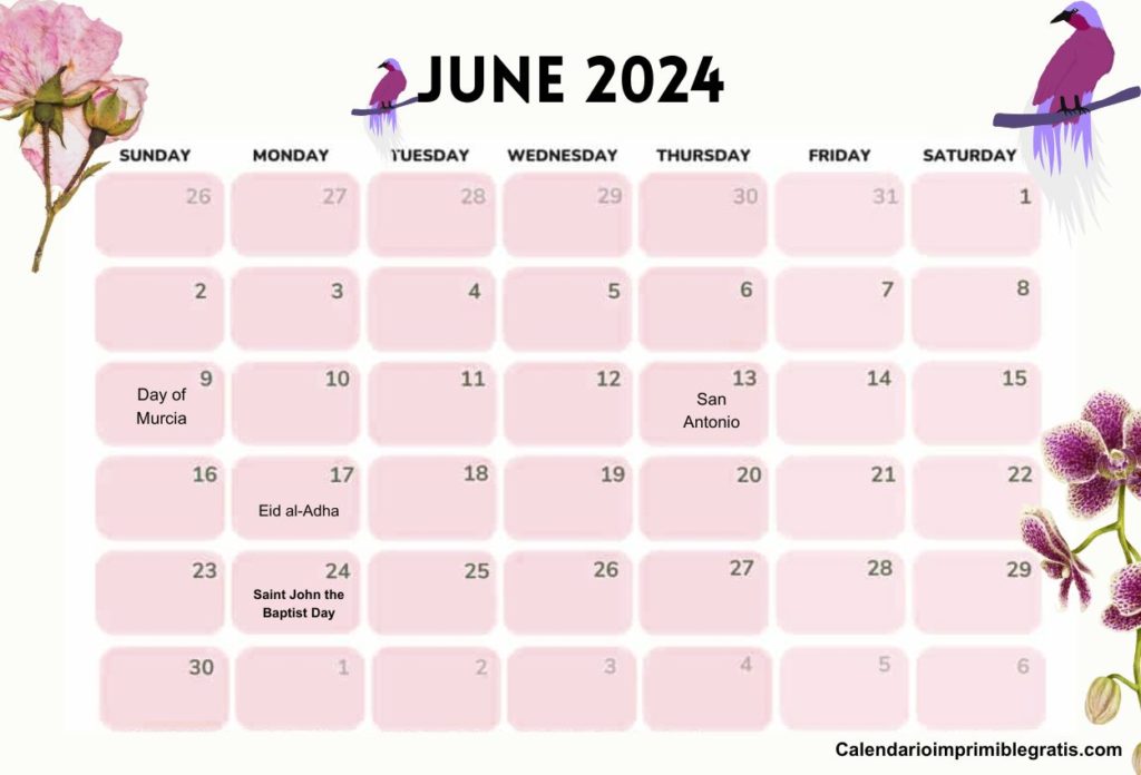 June 2024 Calendar With Spain Holiday