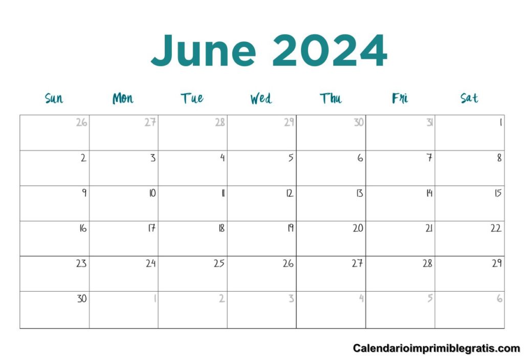 June 2024 Fillable Calendar