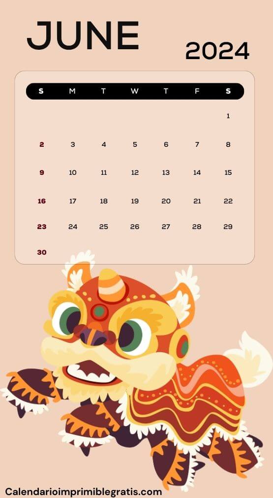 June 2024 HD Wallpaper Calendar iPhone