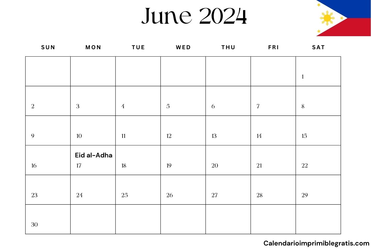 June 2024 Philippines Holiday Calendar