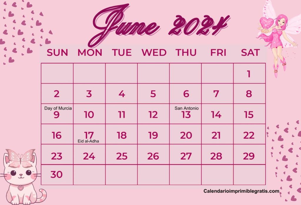 June 2024 Spain Holiday Calendar PDF