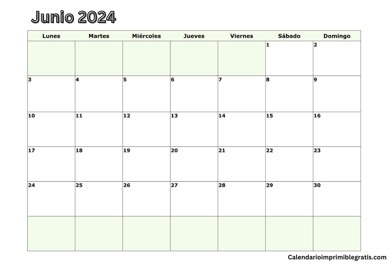 Junio 2024 Calendario Paisaje