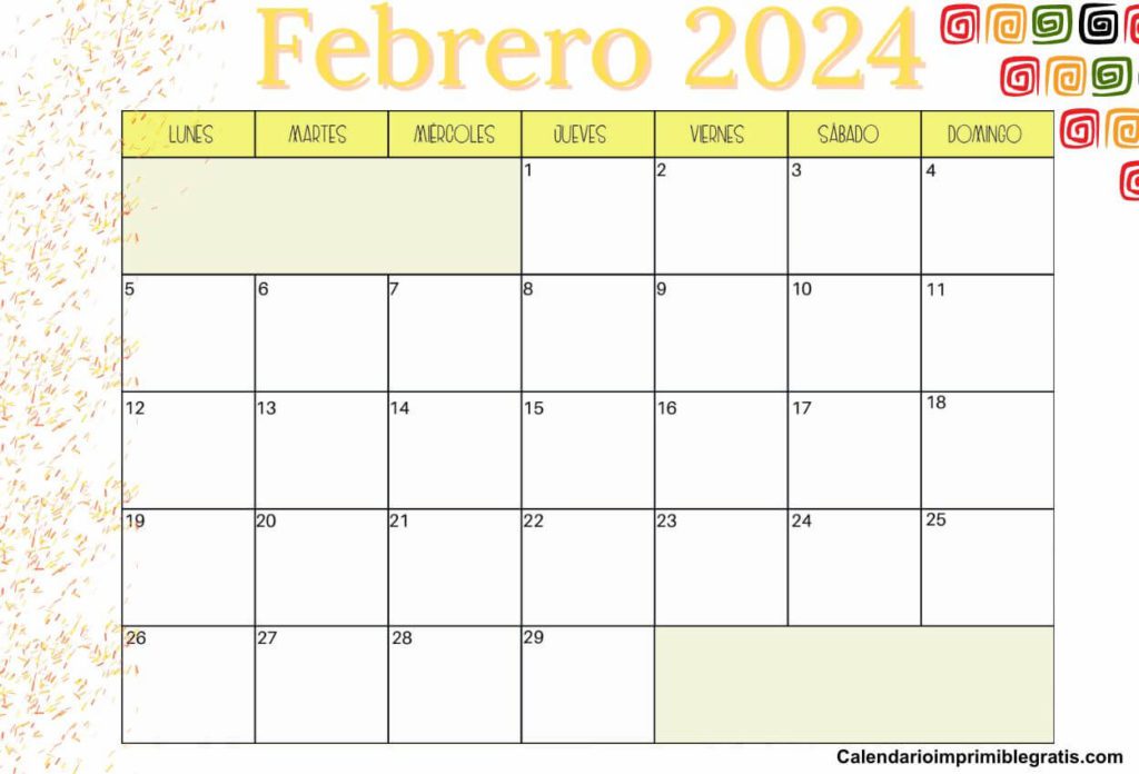 Lindo Calendario Febrero De 2024