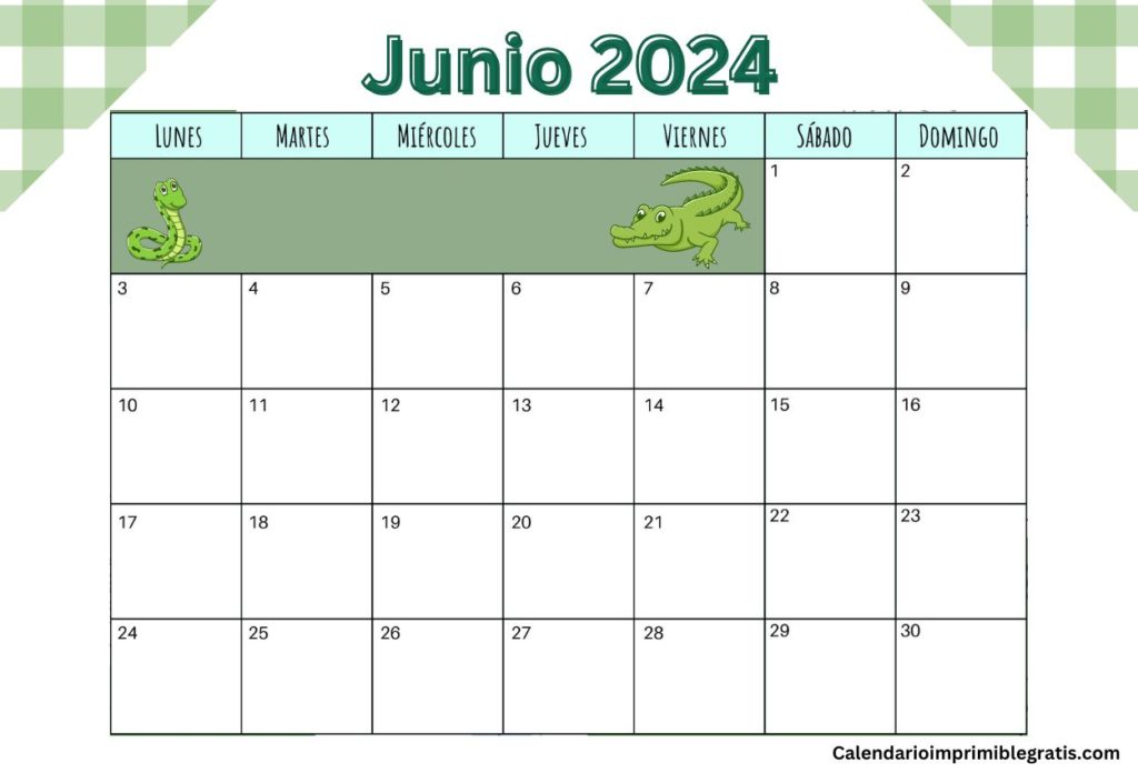 Lindo diseño del calendario de junio de 2024