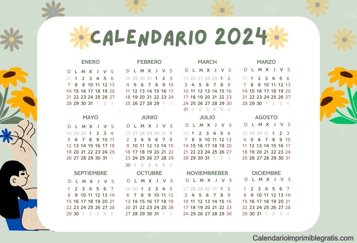 Plantilla de calendario anual 2024