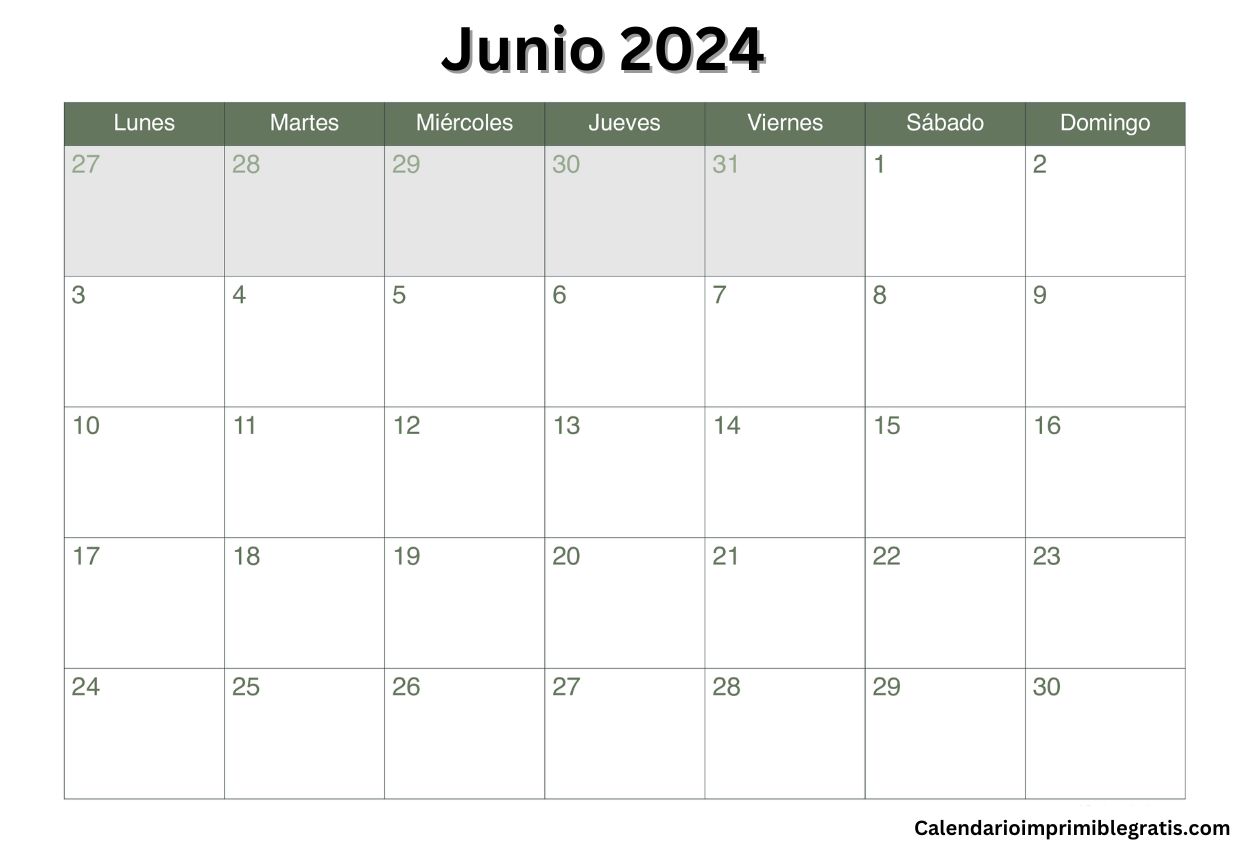 Plantillas de calendario de junio de 2024