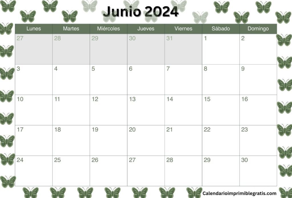 mejores plantillas calendario Lindo junio 2024
