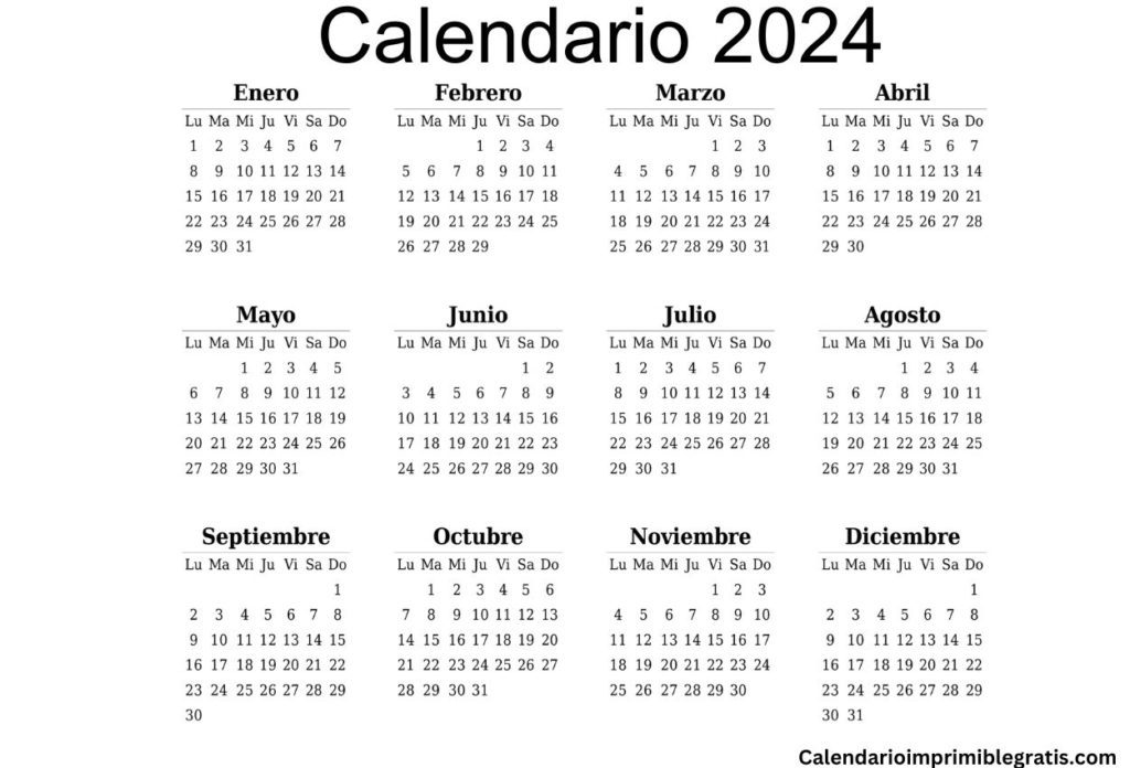 2024 Yearly Calendar and Images
