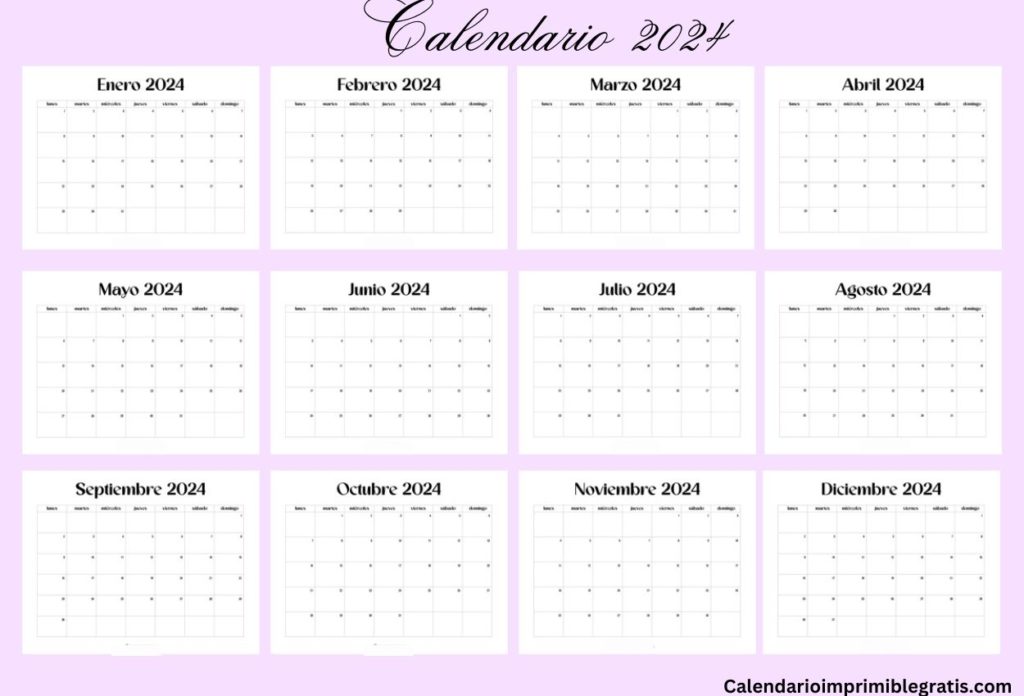 Imágenes y calendario anual 2024