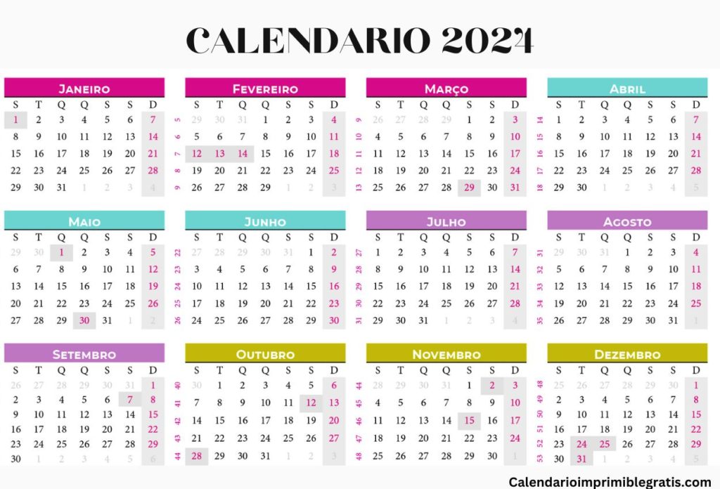 Manténgase organizado con el calendario de una página 2024