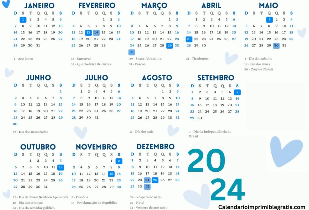 calendario 2024 en español para imprimir